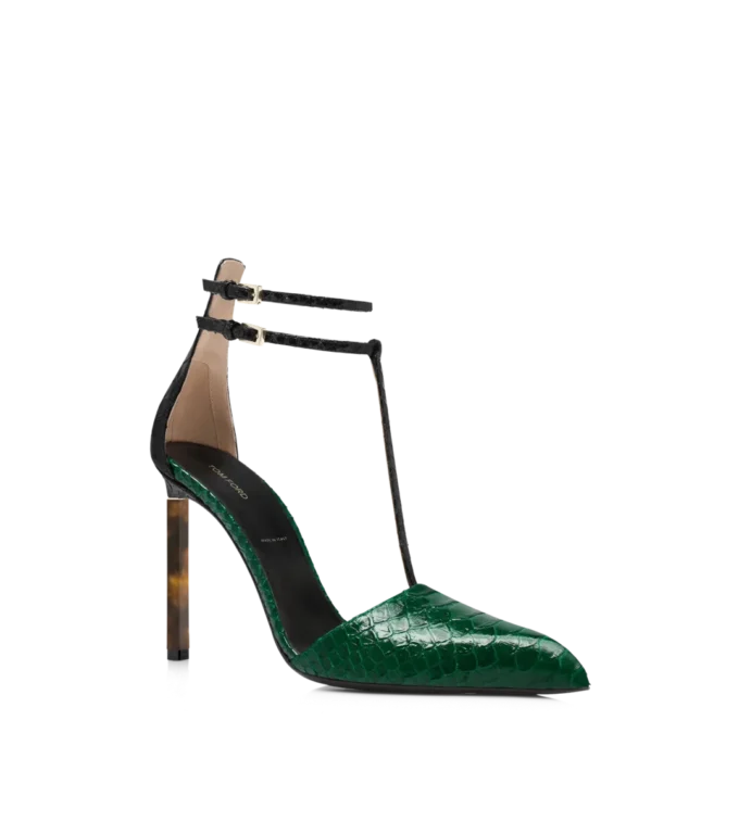 Zapatos de salón con tira en T estampados de pitón Zapatos de salón con tira en T estampados de pitón