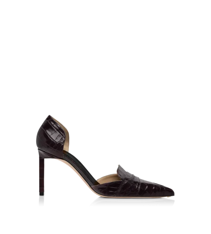 Zapatos de salón Eva D’Orsay de piel de cocodrilo estampada brillante Zapatos de salón Eva D’Orsay de piel de cocodrilo estampada brillante