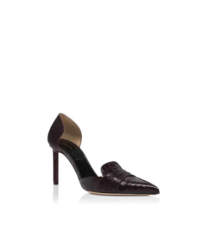 Zapatos de salón Eva D’Orsay de piel de cocodrilo estampada brillante Zapatos de salón Eva D’Orsay de piel de cocodrilo estampada brillante