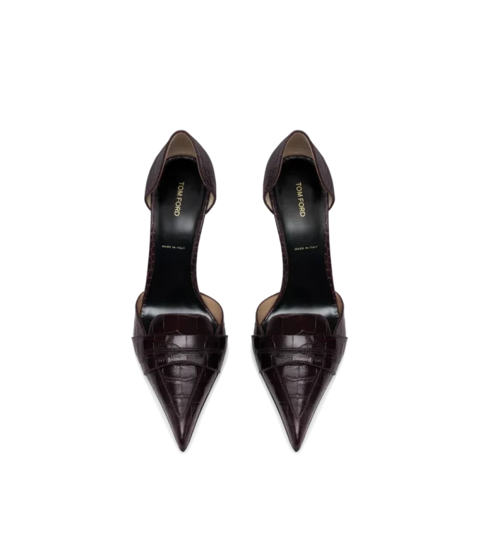 Zapatos de salón Eva D’Orsay de piel de cocodrilo estampada brillante Zapatos de salón Eva D’Orsay de piel de cocodrilo estampada brillante
