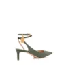 Zapatos de tacón con talón abierto Padlock de ante con efecto lagarto Zapatos de tacón con talón abierto Padlock de ante con efecto lagarto
